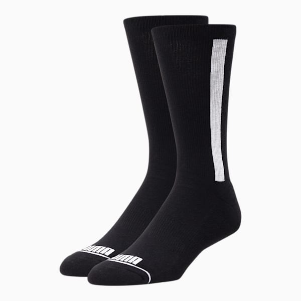 Men's Crew Stripe Socks [2 Pack], BLACK / WHITE, extralarge